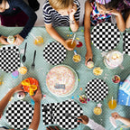 Oigco 168 PCS Race Car Party Decorations – Checkered Plates, Cups & Cutlery (Serves 24)