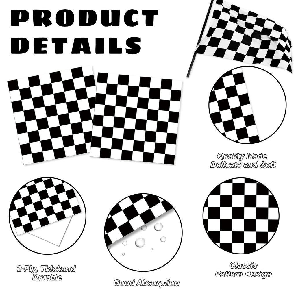 Oigco 168 PCS Race Car Party Decorations – Checkered Plates, Cups & Cutlery (Serves 24)
