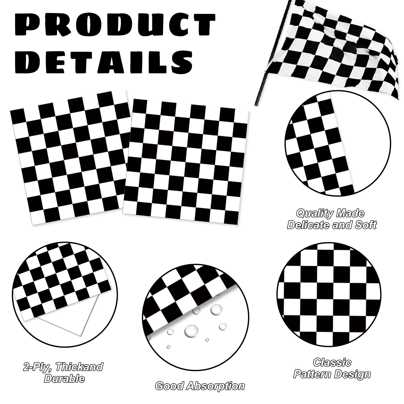 Oigco 168 PCS Race Car Party Decorations – Checkered Plates, Cups & Cutlery (Serves 24)