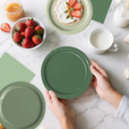 Oigco Sage Green Paper Plates & Napkins – 60-Count for Birthday, Baby Shower & Wedding