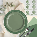 Oigco Sage Green Paper Plates & Napkins – 60-Count for Birthday, Baby Shower & Wedding