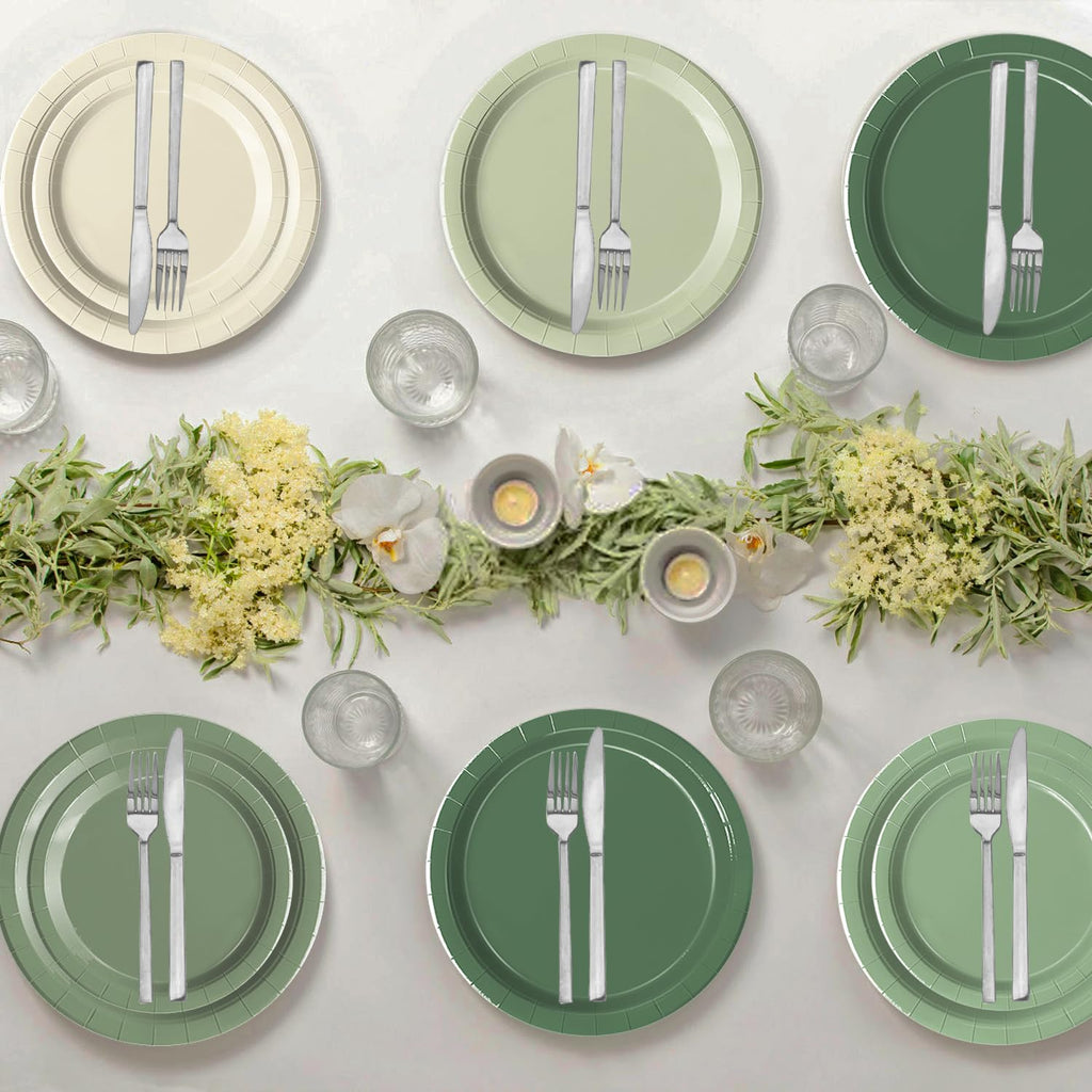Oigco Sage Green Paper Plates & Napkins – 60-Count for Birthday, Baby Shower & Wedding