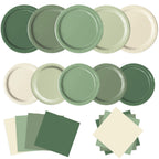 Oigco Sage Green Paper Plates & Napkins – 60-Count for Birthday, Baby Shower & Wedding