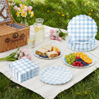 Oigco 50 Pcs Light Blue Plates & Napkins Set – Disposable Scalloped Dinnerware for Baby Showers, Weddings, Birthdays (Serves 25)
