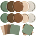 Oigco Woodland Baby Shower Decorations - 60 Pcs Neutral Plates & Napkins in Brown Sage Green