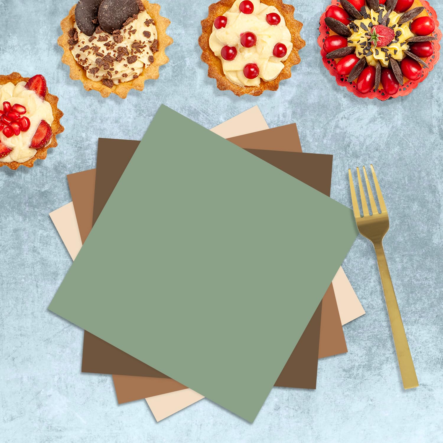 Oigco Woodland Baby Shower Decorations - 60 Pcs Neutral Plates & Napkins in Brown Sage Green