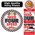 Oitnlaughter 96Pcs Racing Car Birthday Party Plates & Napkins – Four Speed Checkered Flag Tableware for Kids