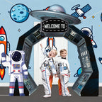 Oitnlaughter 3Pcs Outer Space Porch Banner – Space Birthday Party Decorations & Photo Backdrops
