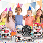 Oitnlaughter 96-Piece Race Car Party Set – Plates, Napkins & Forks for 3rd Birthday