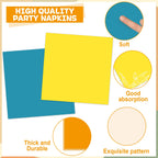 Oitnlaughter 96PCS Boho Sun Party Plates & Napkins – Blue Orange Mustard Yellow Disposable Set for 24 Guests