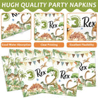 Oitnlaughter 96Pcs Dinosaur Tableware Set – Watercolor Rex Plates, Napkins & Forks for Kids Parties