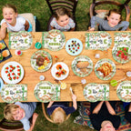 Oitnlaughter 96Pcs Dinosaur Tableware Set – Watercolor Rex Plates, Napkins & Forks for Kids Parties