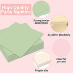 Oitnlaughter 96Pcs Pink & Sage Green Boho Tableware Set for 24 Guests | Plates, Napkins & Forks