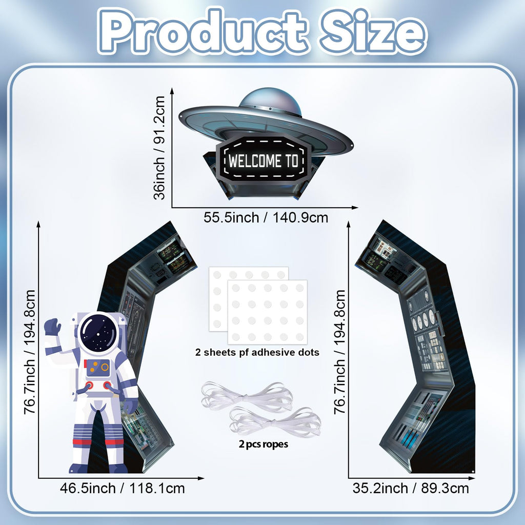 Oitnlaughter 3Pcs Outer Space Porch Banner – Space Birthday Party Decorations & Photo Backdrops