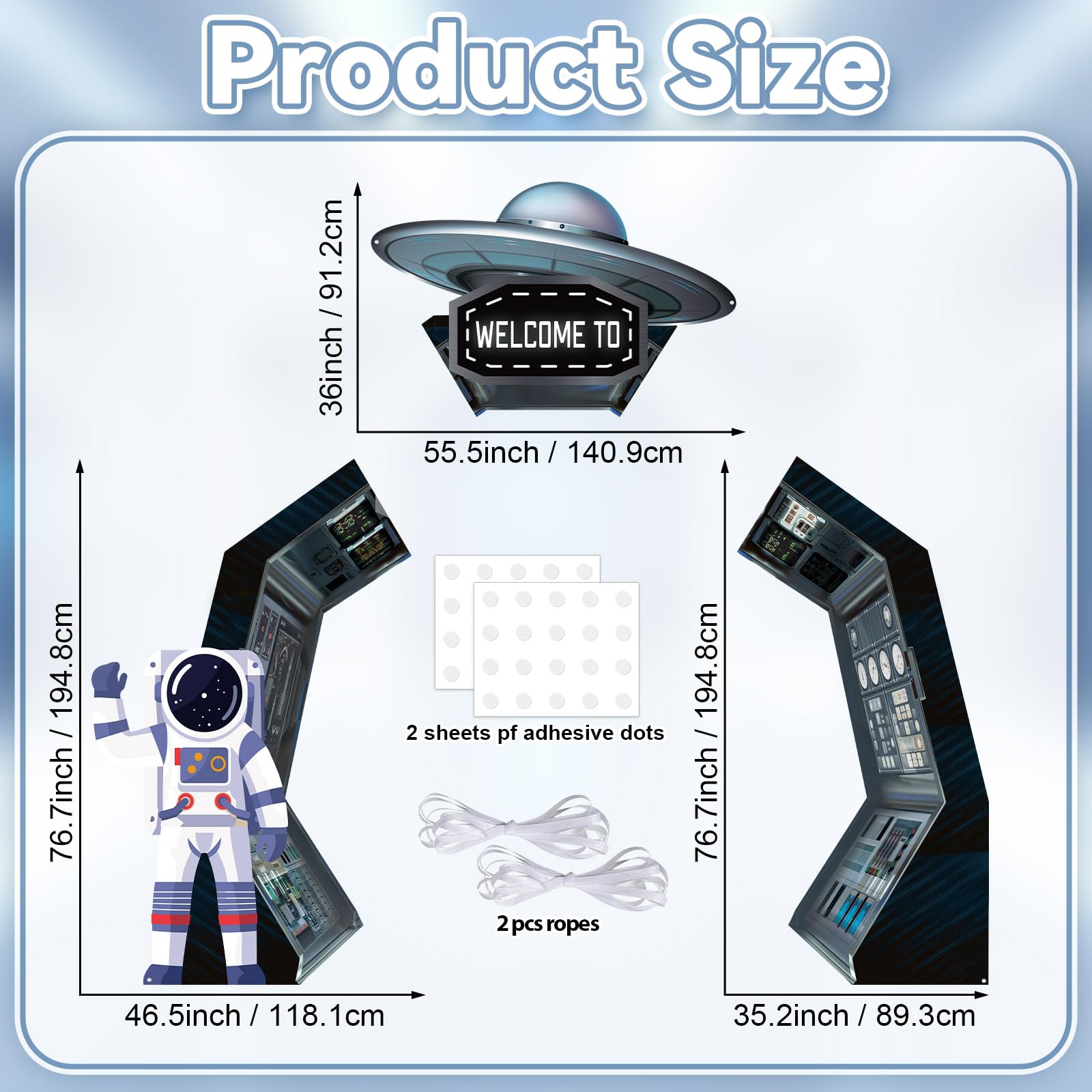 Oitnlaughter 3Pcs Outer Space Porch Banner – Space Birthday Party Decorations & Photo Backdrops