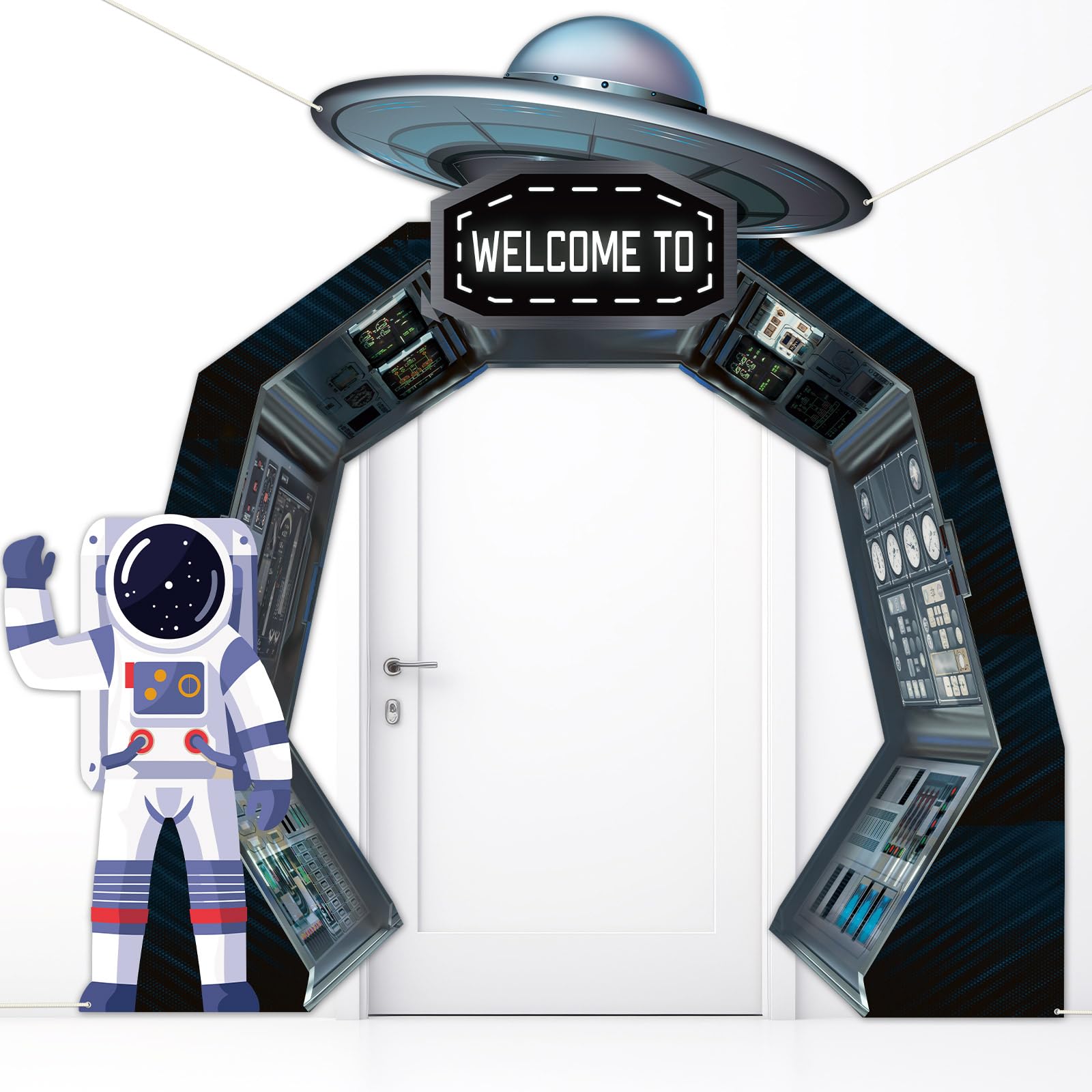 Oitnlaughter 3Pcs Outer Space Porch Banner – Space Birthday Party Decorations & Photo Backdrops