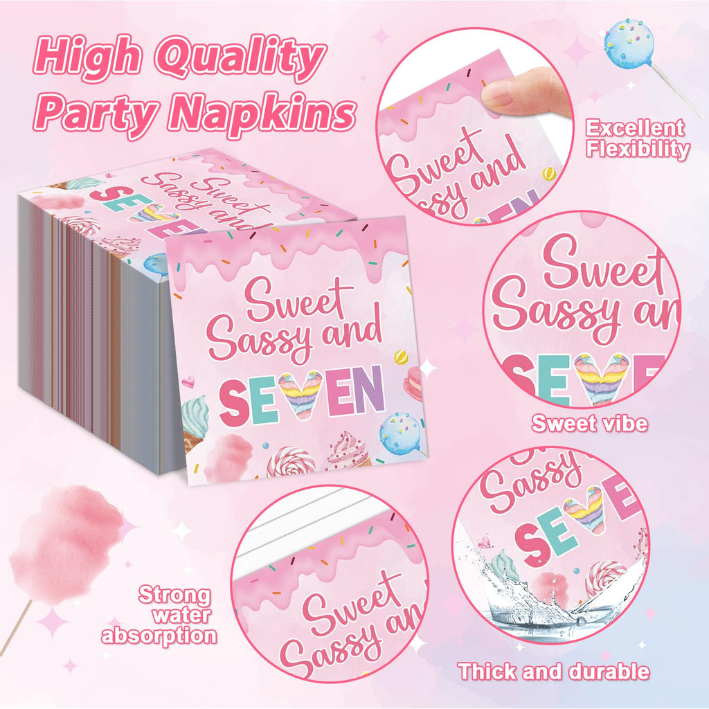 Oitnlaughter 96 PCS Donut 7th Birthday Plates and Napkins Set