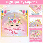 Oitnlaughter 96Pcs Four Ever Magical Unicorn Party Plates & Napkins – 24 Guests