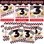 Oitnlaughter 96-Piece Race Car Party Set – Plates, Napkins & Forks for 3rd Birthday