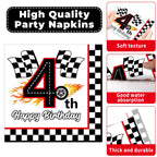 Oitnlaughter 96Pcs Racing Car Birthday Party Plates & Napkins – Four Speed Checkered Flag Tableware for Kids