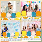 Oitnlaughter 96PCS Boho Sun Party Plates & Napkins – Blue Orange Mustard Yellow Disposable Set for 24 Guests
