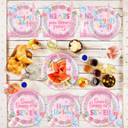 Oitnlaughter 96 PCS Donut 7th Birthday Plates and Napkins Set
