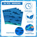 Oitnlaughter 96-Piece Shark Birthday Tableware Set – Ocean Undersea Party Decor