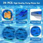Oitnlaughter 96-Piece Shark Birthday Tableware Set – Ocean Undersea Party Decor