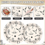 Oitnlaughter 96Pcs Western Cowboy Party Plates & Napkins Set | Rodeo Wild West Tableware for Parties