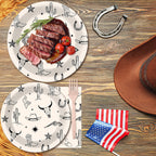 Oitnlaughter 96Pcs Western Cowboy Party Plates & Napkins Set | Rodeo Wild West Tableware for Parties