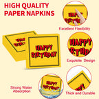 Oitnlaughter 96PCS Cartoon Birthday Plates & Napkins Set – Red & Yellow Animation Dinnerware Serves 24