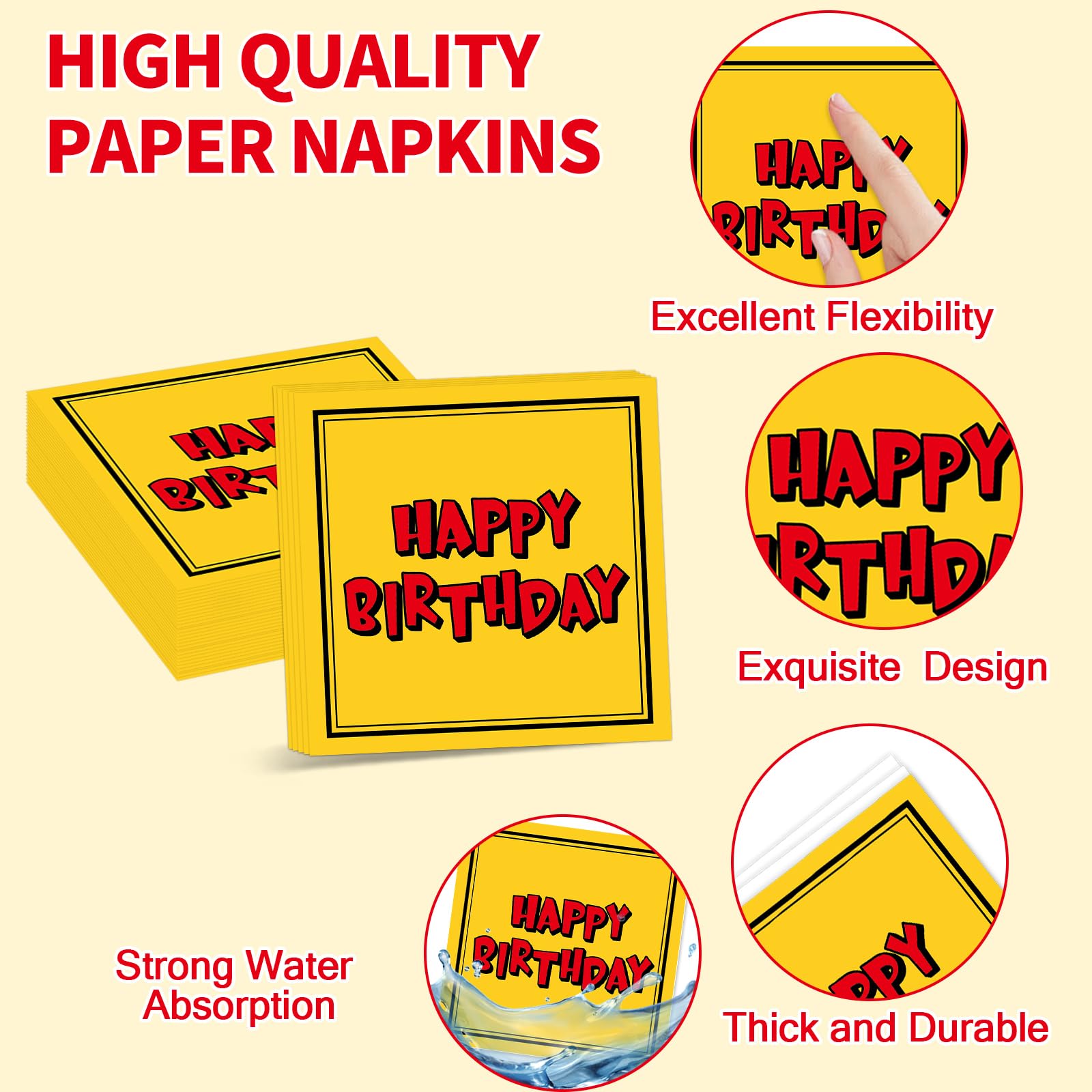 Oitnlaughter 96PCS Cartoon Birthday Plates & Napkins Set – Red & Yellow Animation Dinnerware Serves 24