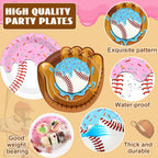 Ojustbeok 50Pcs Ice Cream Drip Baseball Plates – 9-Inch Disposable Party Plates