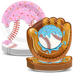 Ojustbeok 50Pcs Ice Cream Drip Baseball Plates – 9-Inch Disposable Party Plates