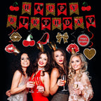OjustBeOk 18Pcs Cheetah Cherry Birthday Party Decorations – Leopard Print Banner & Hanging Swirls