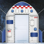 OJustBeOK Outer Space Door Banner – Galaxy Alien Theme Rocket Ship Backdrop