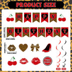 OjustBeOk 18Pcs Cheetah Cherry Birthday Party Decorations – Leopard Print Banner & Hanging Swirls
