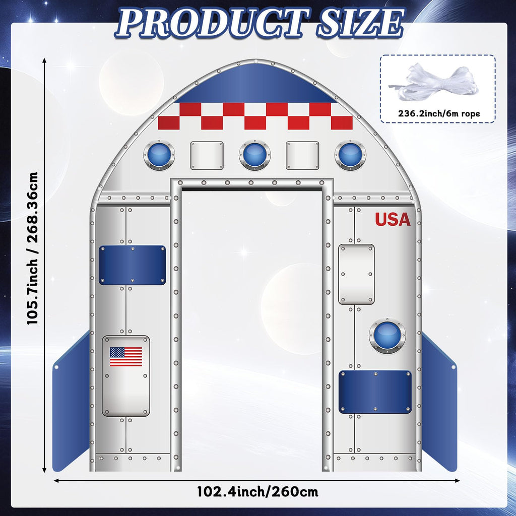OJustBeOK Outer Space Door Banner – Galaxy Alien Theme Rocket Ship Backdrop