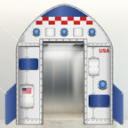 OJustBeOK Outer Space Door Banner – Galaxy Alien Theme Rocket Ship Backdrop