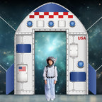 OJustBeOK Outer Space Door Banner – Galaxy Alien Theme Rocket Ship Backdrop