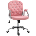 Vinsetto Office Chair Ergonomic 360\'c2\'b0 Swivel PU Diamante Padded Base 5 Castor Wheels for Home Work Pink