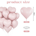 O-Kinee Baby Pink Heart Foil Balloons – 12-Pack, 18-Inch Heart Balloons for Valentines, Weddings