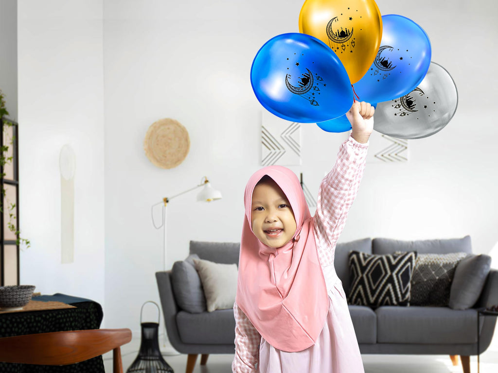 OLEEK Ramadan Balloons Set – Lantern & Halal Shapes (75-Pack)