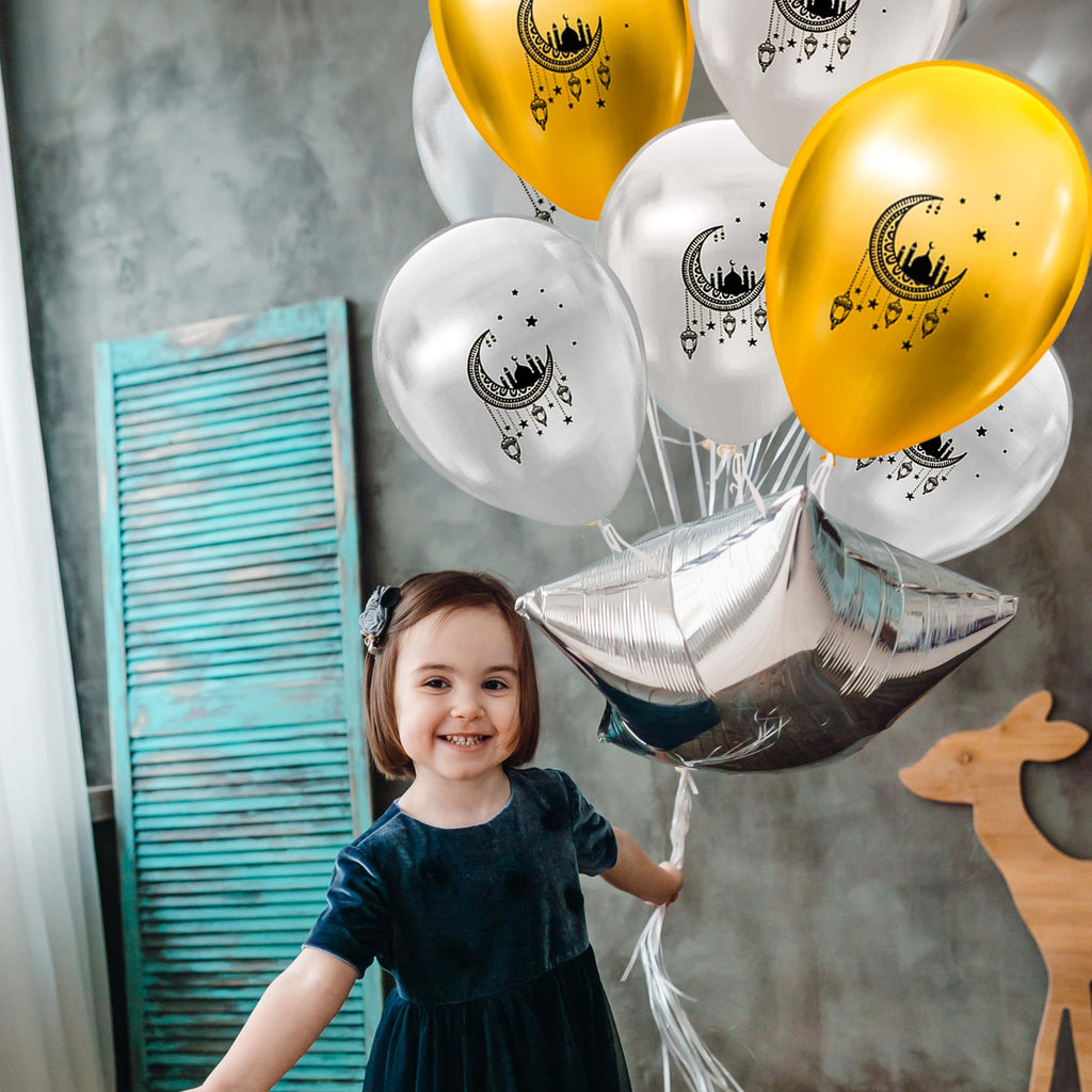 OLEEK Ramadan Balloons Set – Lantern & Halal Shapes (75-Pack)