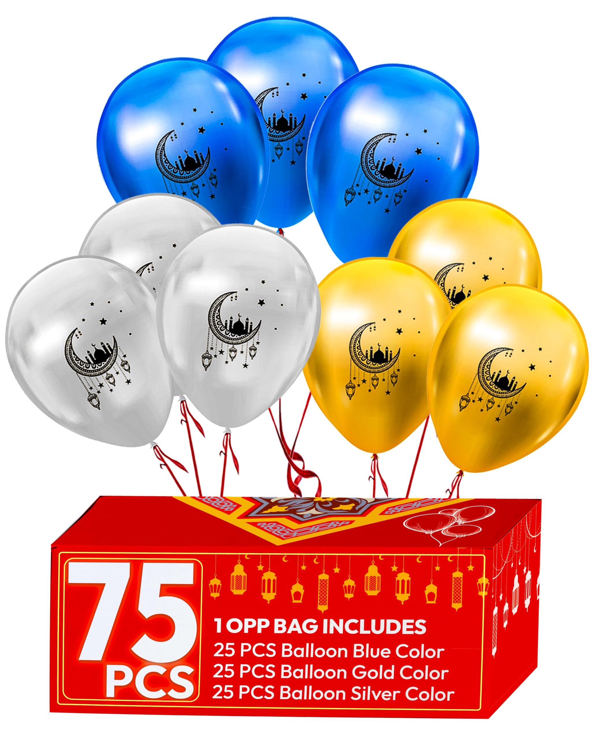 OLEEK Ramadan Balloons Set – Lantern & Halal Shapes (75-Pack)
