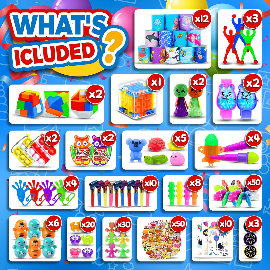 Olganicor 350 PCS Party Favors for Kids | Fidget Toys Bulk, Easter Eggs Fillers, Prize Box Toys