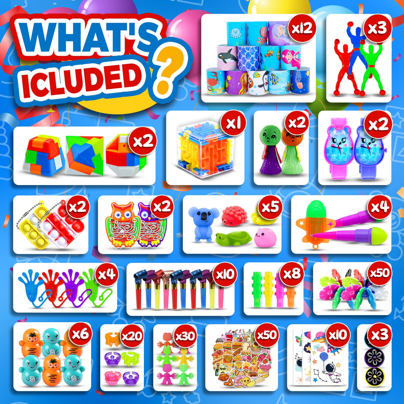 Olganicor 350 PCS Party Favors for Kids | Fidget Toys Bulk, Easter Eggs Fillers, Prize Box Toys