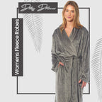 OLIVIA ROCCO Womens Stripe Jacquard Soft Warm Long Dressing Gown With Belt Pockets Shawl