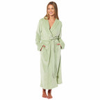 OLIVIA ROCCO Womens Stripe Jacquard Soft Warm Long Dressing Gown With Belt Pockets Shawl