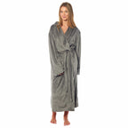 OLIVIA ROCCO Womens Stripe Jacquard Soft Warm Long Dressing Gown With Belt Pockets Shawl